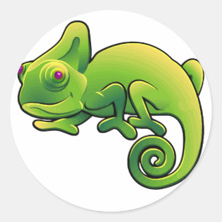 Purple Eyed Lime Green Chameleon Classic Round Sticker