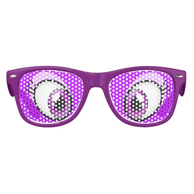 Purple Eyes Cartoon Girl's Party Costume Glasses (Front)