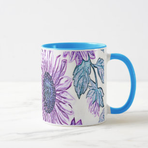Purple Fabric Flowers Mug