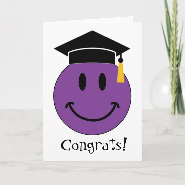 Purple Face Graduation (Customisable) Card (Front)