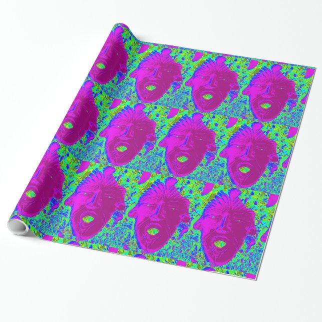 purple face on green paper (Unrolled)