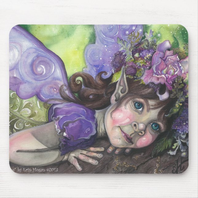 Purple fairy child watercolor mouse pad (Front)