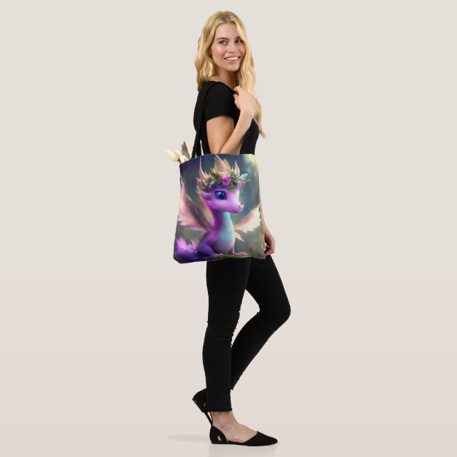 Purple Fairy Dragon (Believe In The Wonderful) Tote Bag (On Model)