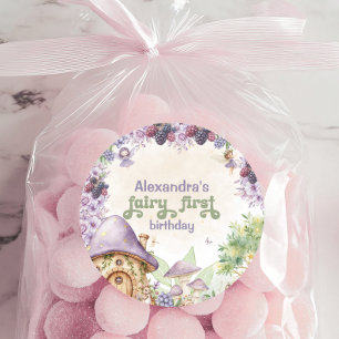 Purple  Fairy First Berry First Birthday Classic Round Sticker