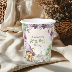 Purple  Fairy First Berry First Birthday Paper Cups