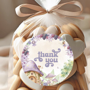 Purple  Fairy First Berry First Birthday Thank You Classic Round Sticker