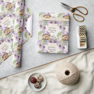 Purple  Fairy First Berry First Birthday Wrapping Paper