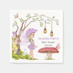 Purple Fairy Floral Fairy Tale Baby Shower Napkin
