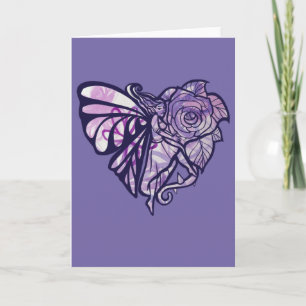 Purple Fairy Garden Rose Fairies Gardening Heart Card