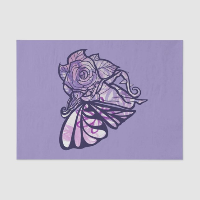 Purple Fairy Garden Rose Fairies Gardening Heart   Tissue Paper (Front)