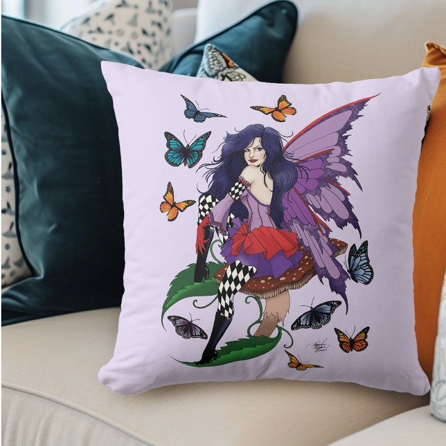 Purple Fairy Mushroom Butterflies Cushion (Creator Uploaded)
