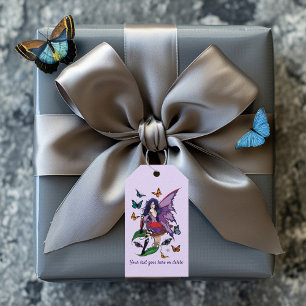 Purple Fairy Mushroom Butterflies Gift Tags