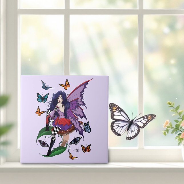Purple Fairy Mushroom Butterflies  Tile (Creator Uploaded)