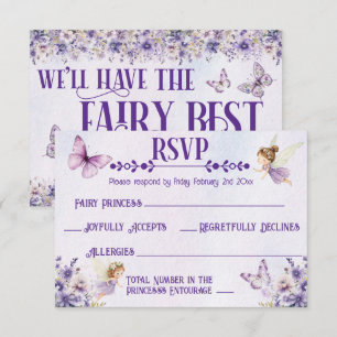 Purple Fairy Watercolor Floral Birthday RSVP Card