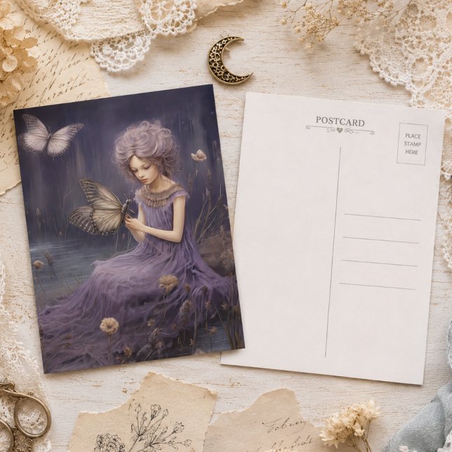 Purple Fairy Whispers Garden, Decoupage Postcard (Creator Uploaded)
