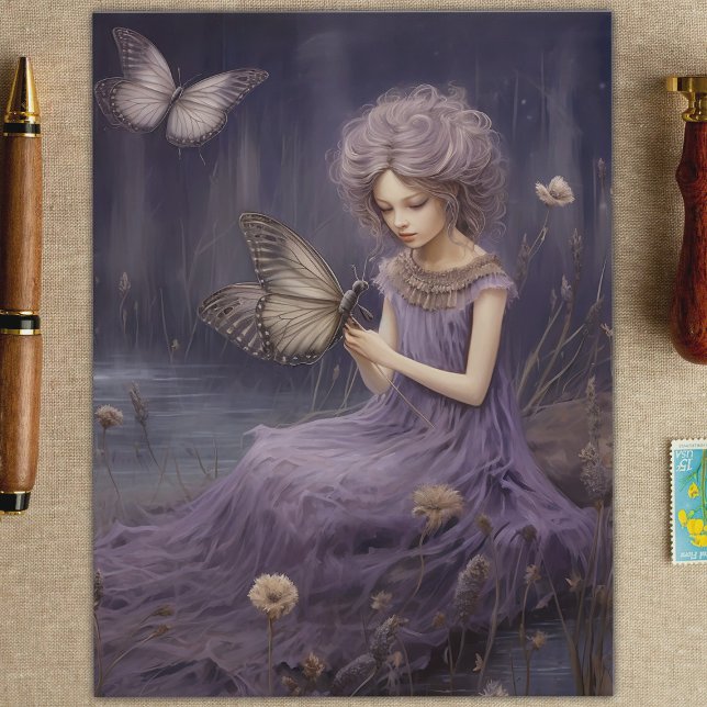 Purple Fairy Whispers Garden, Decoupage Postcard (Creator Uploaded)