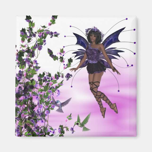Purple Fairy with Hummingbirds Magnet (Front)