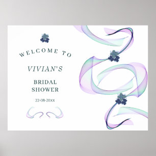 Purple Faith Floral Bridal Shower Welcome Poster