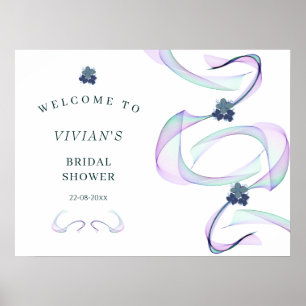 Purple Faith Floral Bridal Shower Welcome Poster