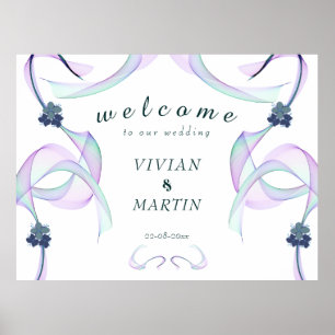 Purple Faith Mini Floral Wedding Welcome Poster