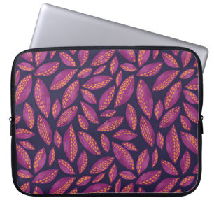 Purple Fall Autumn Leaves Pattern Laptop Sleeve