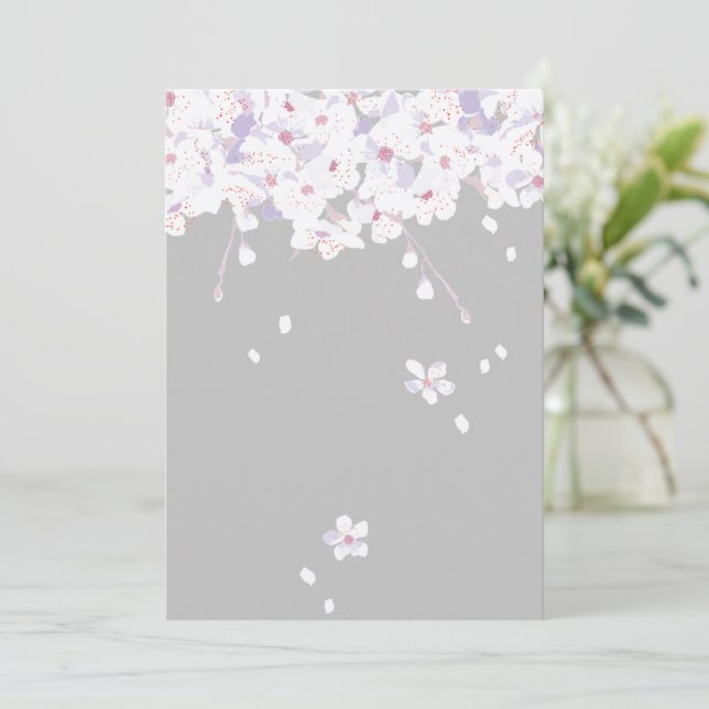 purple fall floral sakura program greeting cards (Standing Front)