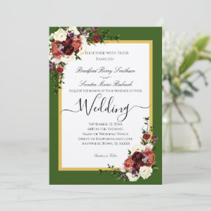 Purple Fall Flowers Terracotta Cream Burgundy Inv Invitation