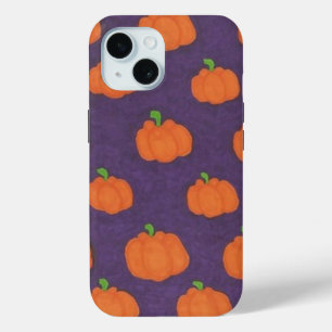 Purple Fall Pumpkin Pattern iPhone 15 Case