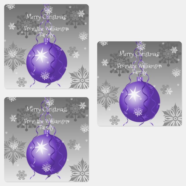 Purple Fancy Christmas Ornament Baking Label (Group)