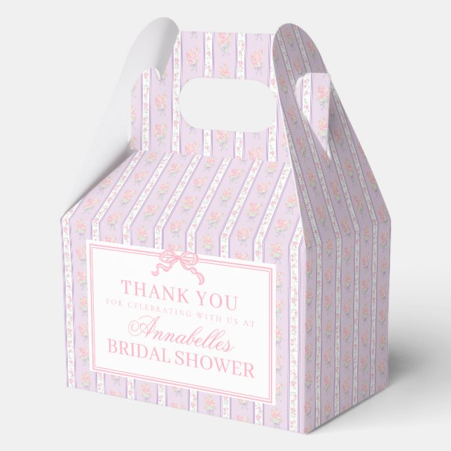 Purple Fancy Floral Bridal Shower Favour Box (Front)