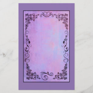 Purple Fancy Frame on a Lavender Background Stationery
