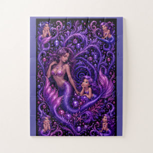 Purple Fantasy Mermaid Duo Ocean Dream Art  Jigsaw Puzzle