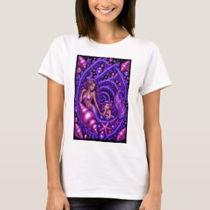 Purple Fantasy Mermaid Duo Ocean Dream Art Poster T-Shirt
