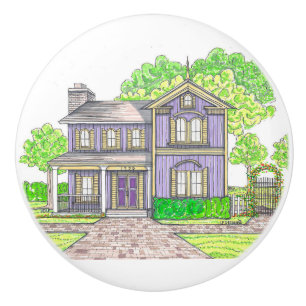 Purple Farmhouse Ceramic Knob