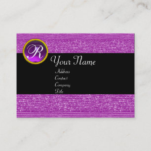 PURPLE FASHION BEADS AMETHYST GEM MONOGRAM BUSINESS CARD