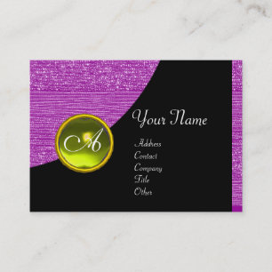 PURPLE FASHION BEADS MONOGRAM ,yellow topaz Business Card