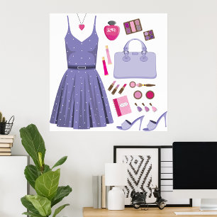 Purple Fashion Set Poster