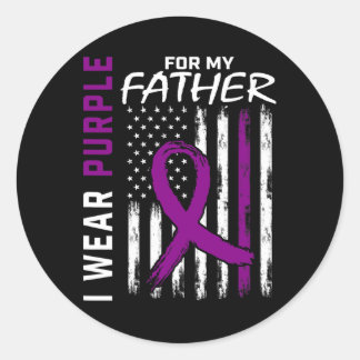 Purple Father Dad Dementia Heimerheimer Awareness  Classic Round Sticker