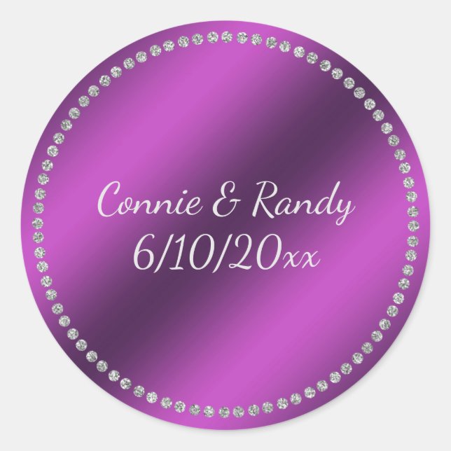 Purple Faux Foil Wedding Sticker (Front)
