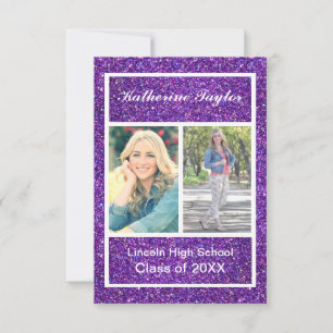 Purple Faux Glitter - 3x5 Grad Announcement