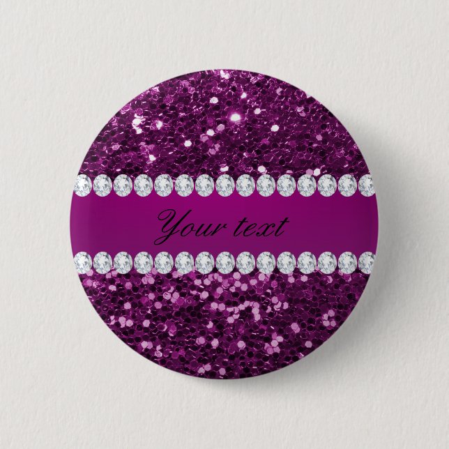 Purple Faux Glitter and Diamonds 6 Cm Round Badge (Front)