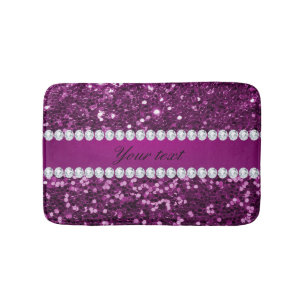 Purple Faux Glitter and Diamonds Bath Mat