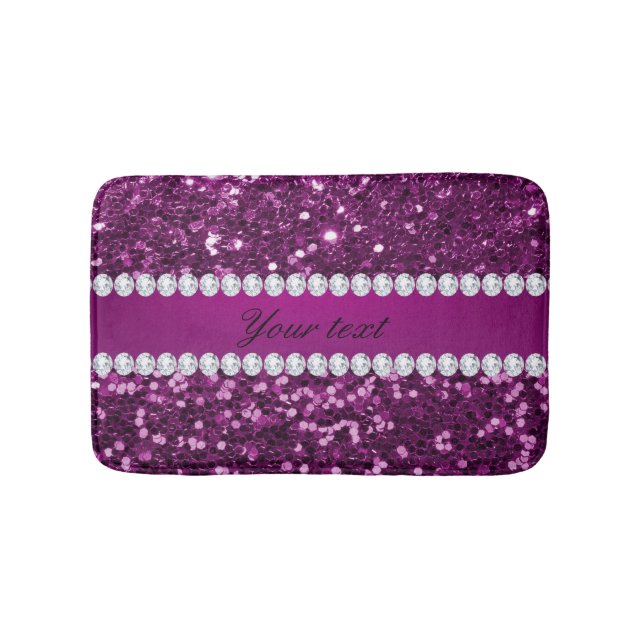 Purple Faux Glitter and Diamonds Bath Mat (Front)