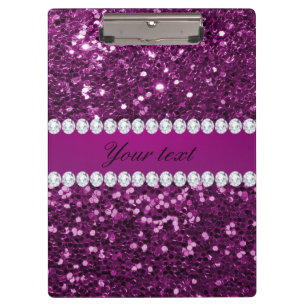 Purple Faux Glitter and Diamonds Clipboard