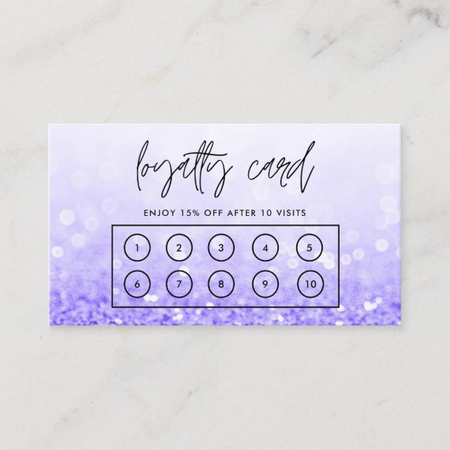 Purple Faux Glitter Custom Loyalty Card (Front)