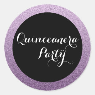Purple Faux Glitter Quinceanera Favour Seal Sticke