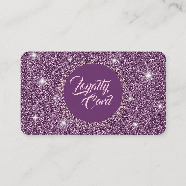 Purple Faux Glitter Shimmer Texture Loyalty Card (Front)