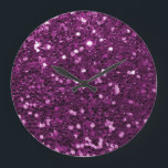 Purple Faux Glitter Sparkles Large Clock<br><div class="desc">Glamourous large purple faux glitter.
PLEASE NOTE:  These are flat printed graphics - no raised parts.</div>