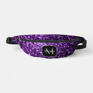 Purple faux glitter sparkles Monogram Bum Bags