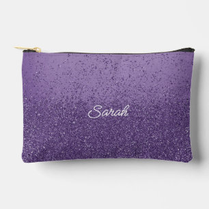 Purple Faux Glitter Valentine Accessory Pouch
